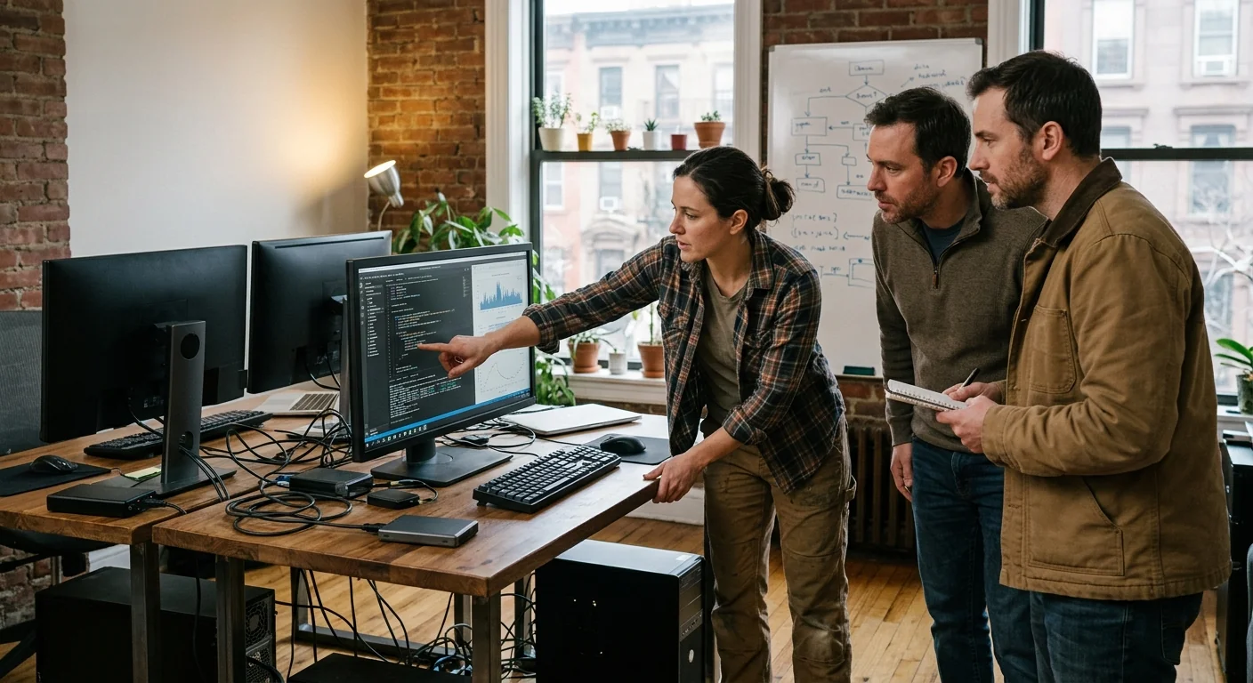 Team reviewing AI automation cost estimate for a New York business project