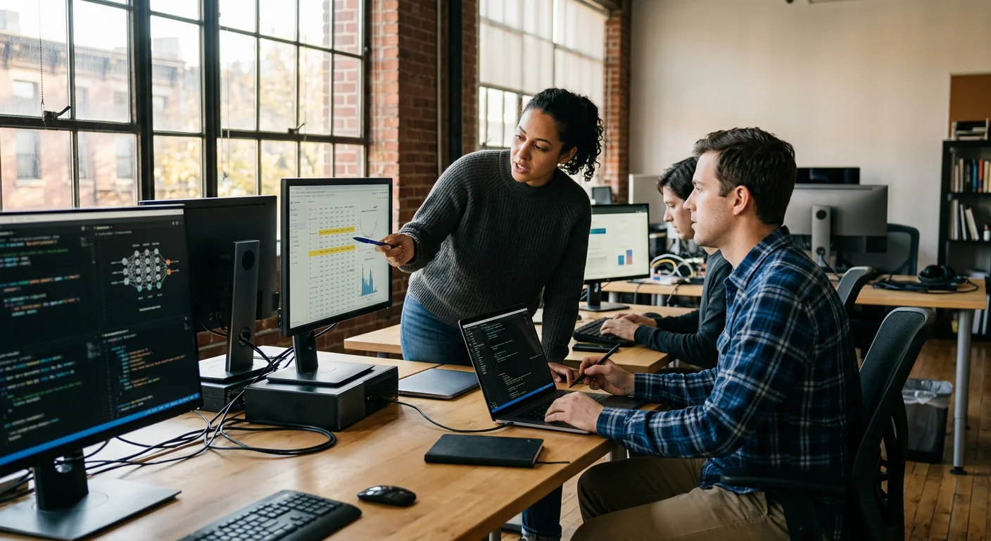 Consultant reviewing AI automation project plan with New York business client