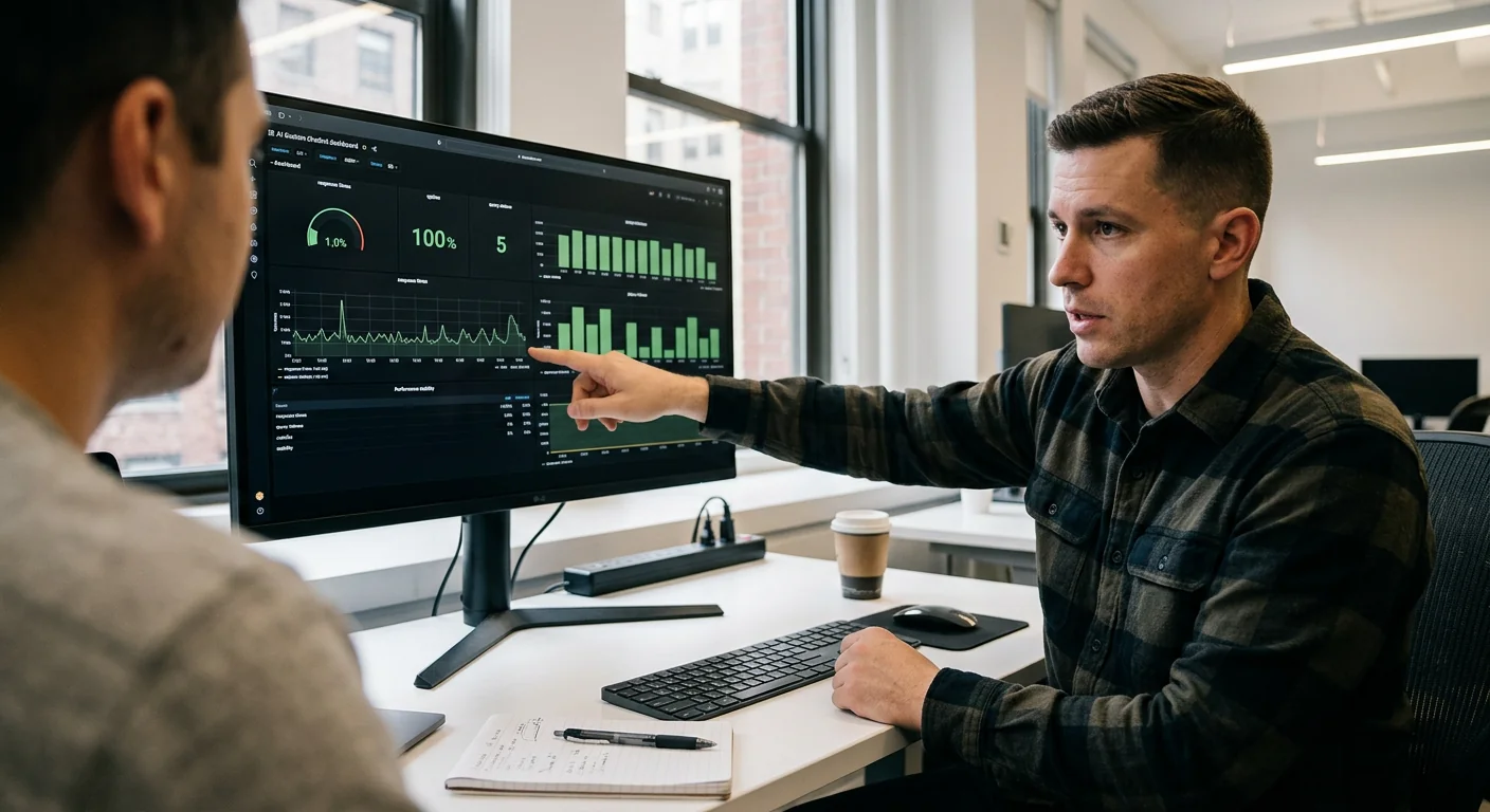 Close-up of a custom AI chatbot dashboard tracking response times for a local business