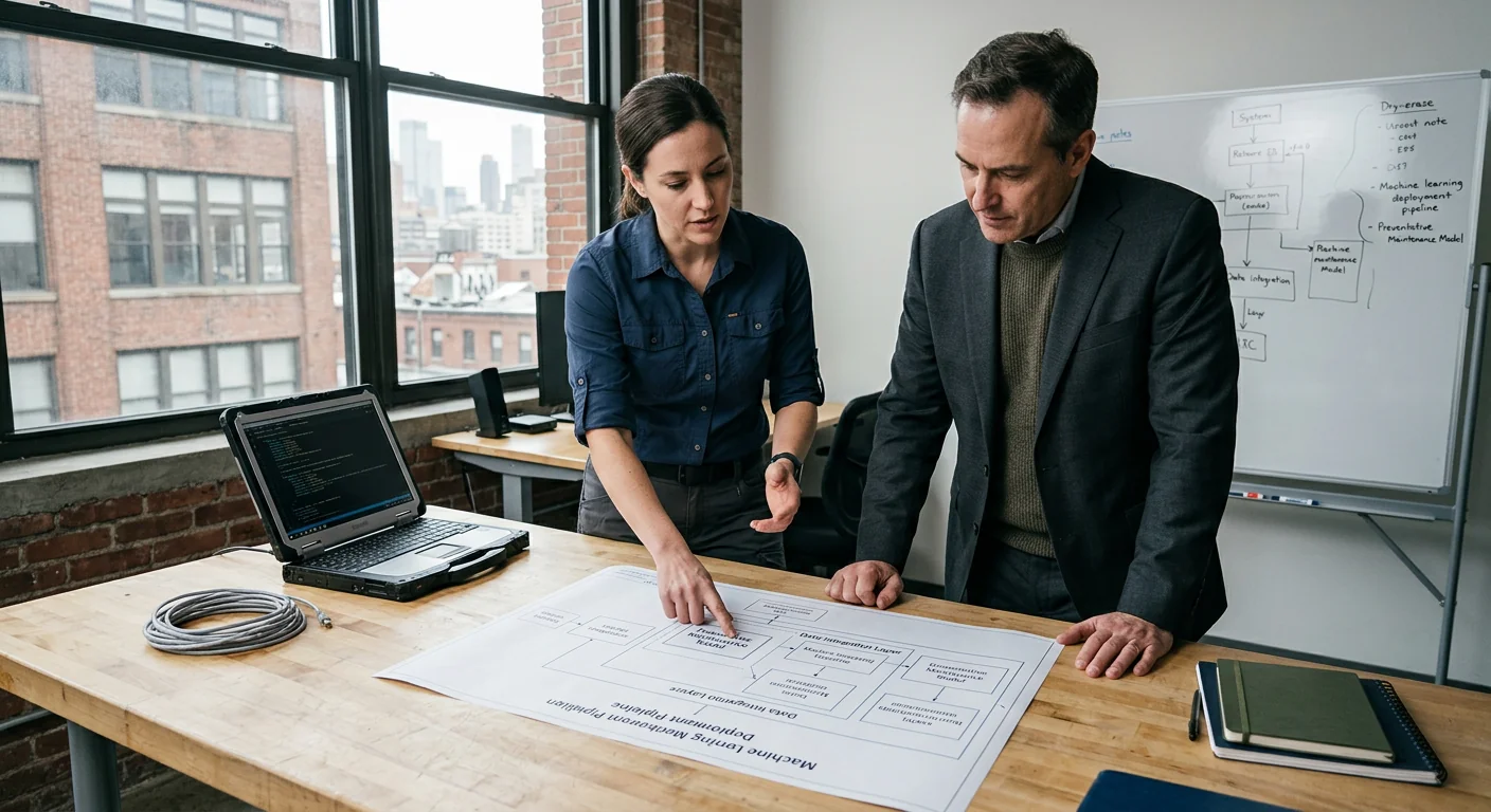 AI consultant reviewing automation roadmap with a New York business team