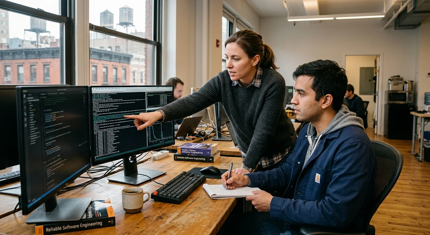 Operations team reviewing an automated business workflow dashboard in a New York office